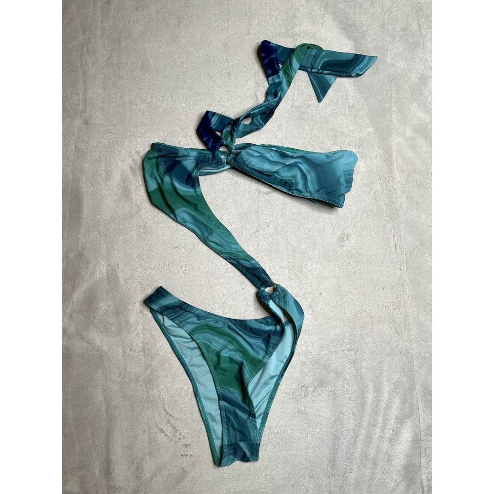 Blue Monokini One Piece Womens Small Icon Swim